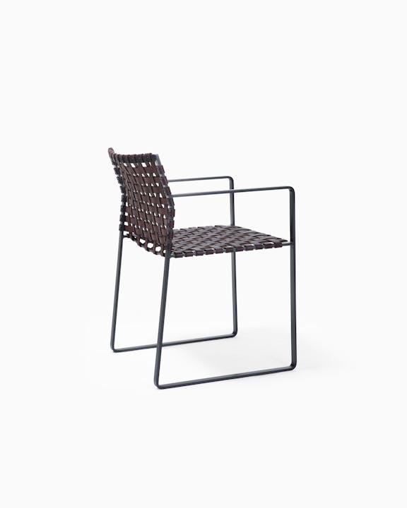 de sousa hughes mark albrecht Arm Chair NS Black Steel Dark Brown Back Angle