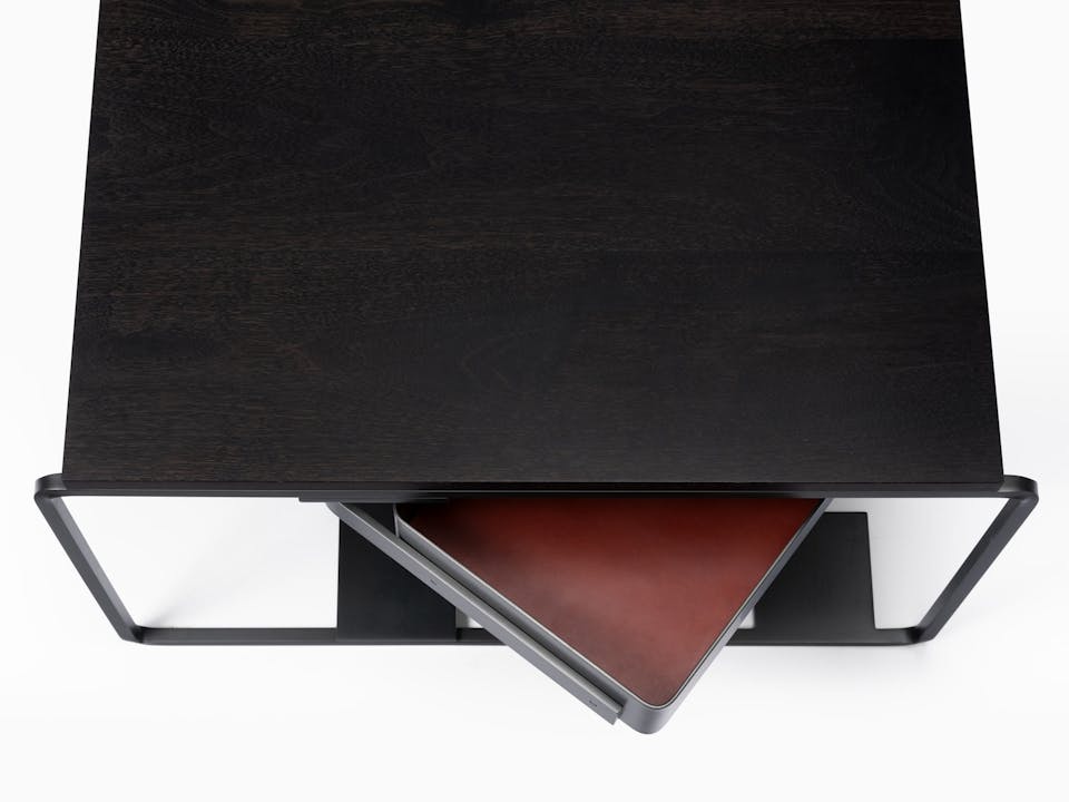 de sousa hughes mark albrecht Side Table One Wood Top Top with Drawer Open