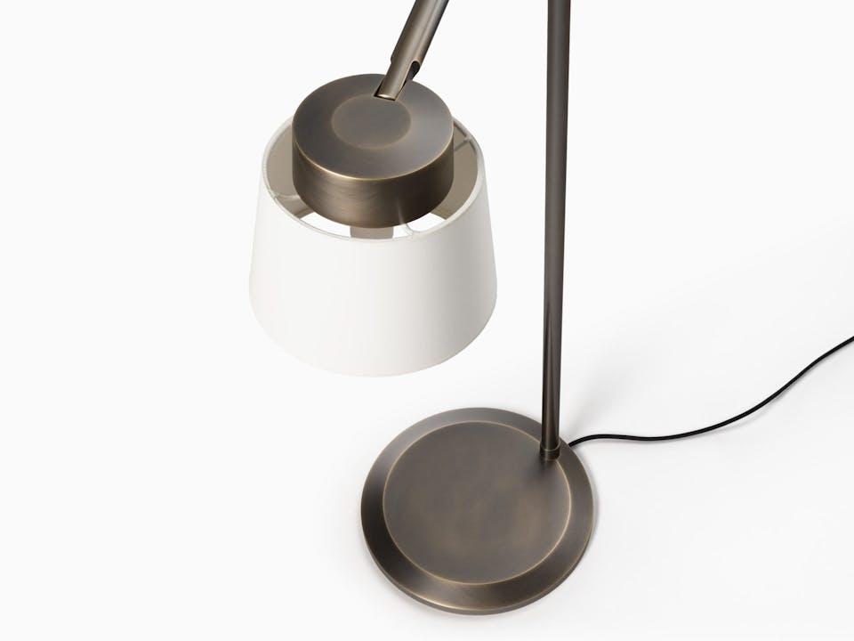 de sousa hughes mark albrecht Bodie Floor Lamp bronze metal paper shade top angle