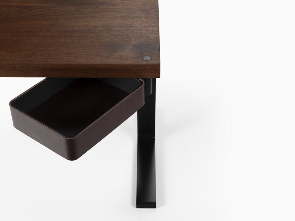 de sousa hughes mark albrecht Desk 2 Walnut Top BlackSteel Drawer Detail