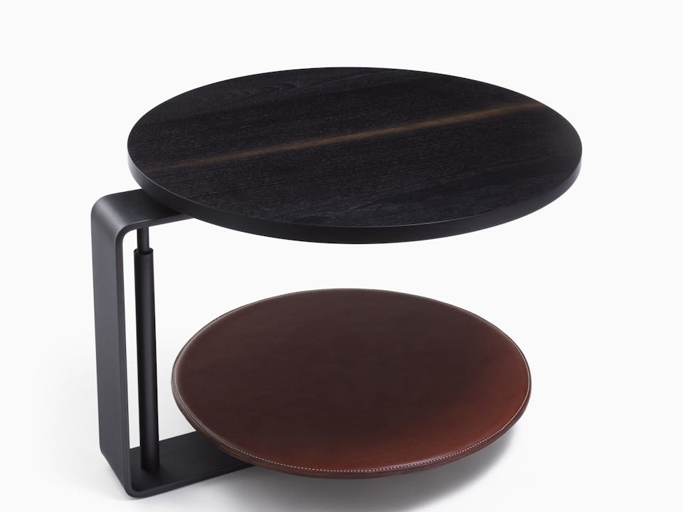 de sousa hughes mark albrecht Echo Side Table Oxidized Walnut Saddle Leather