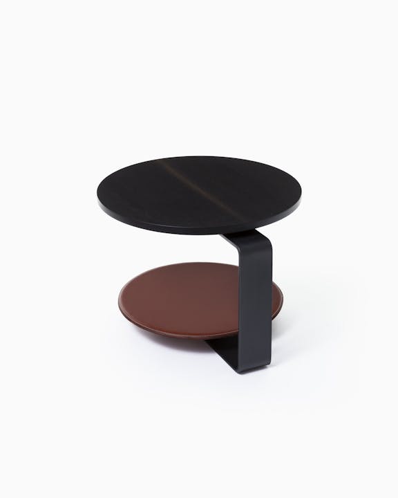 de sousa hughes mark albrecht Echo Side Table Oxidized Walnut Saddle Leather 2