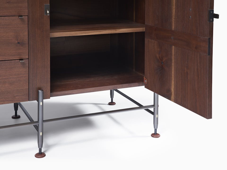 de sousa hughes mark albrecht Hardwood Credenza Standard Walnut open detail