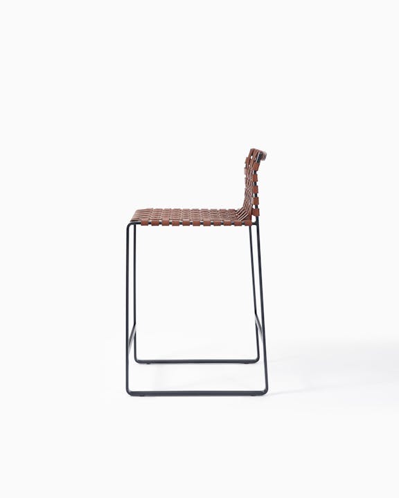 de sousa hughes mark albrecht Counter Stool Low Woven Back Black Steel Brown Taupe Side