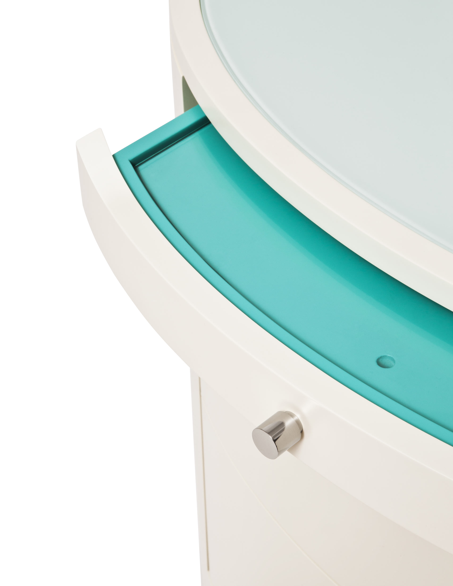 de sousa hughes powell bonnell Hastings Nightstand white detail of tablet open