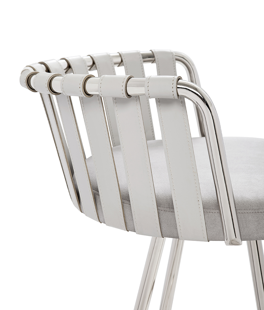 de sousa hughes powell bonnell Mesa swivel stool nickel side view detail