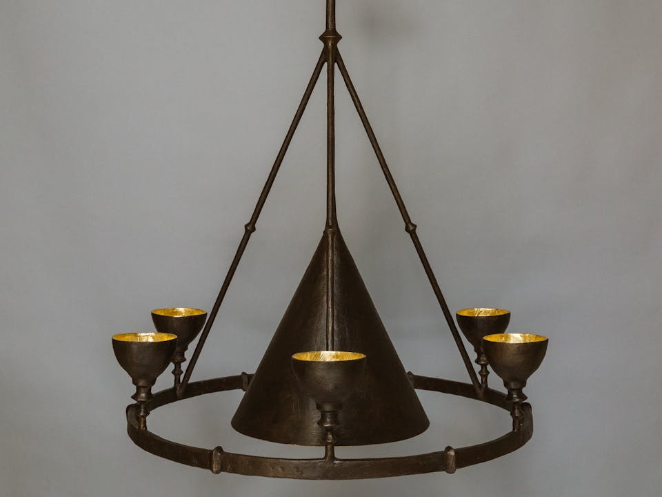 de sousa hughes stephen antonson Olympia Chandelier bronze finish gilded cups 2