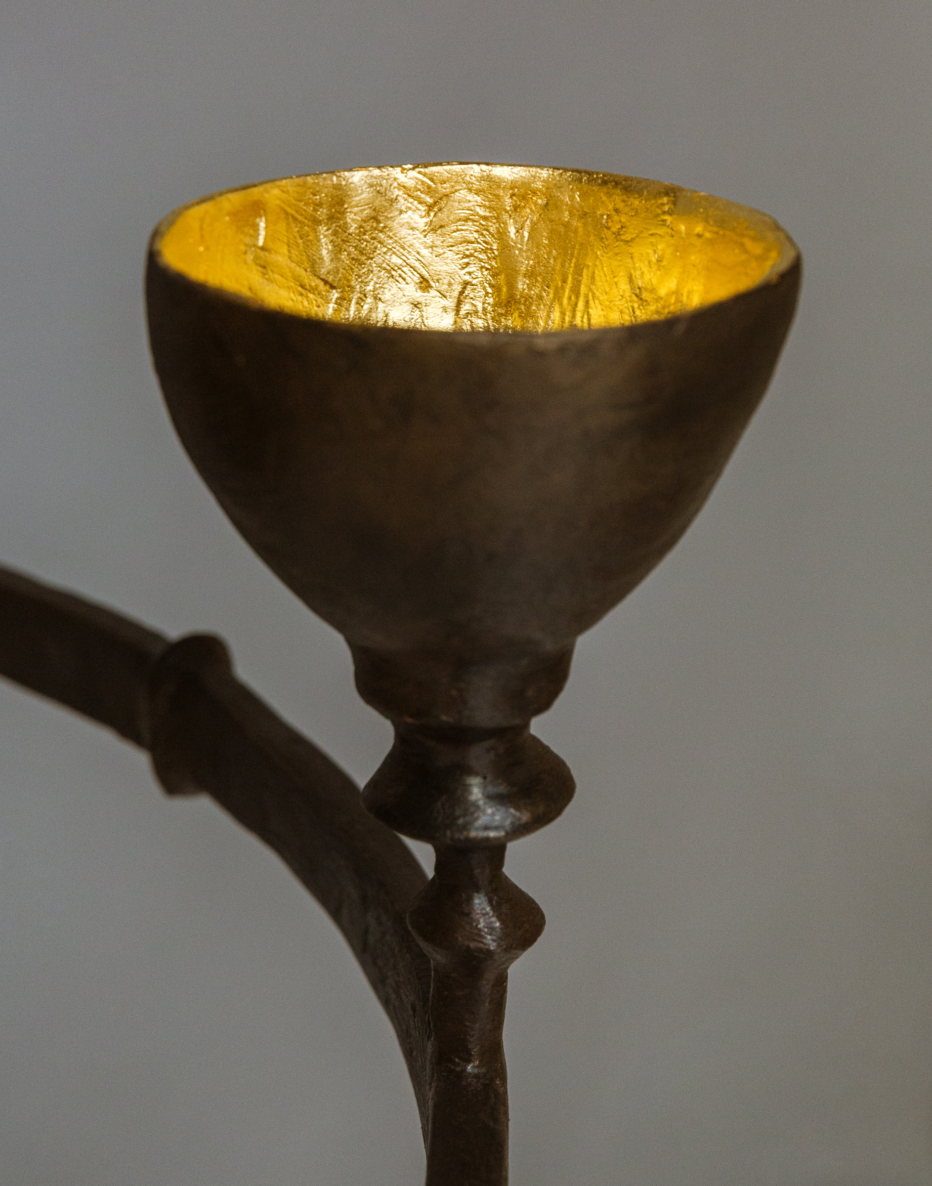 Olympia Chandelier bronze finish gilded cups detail