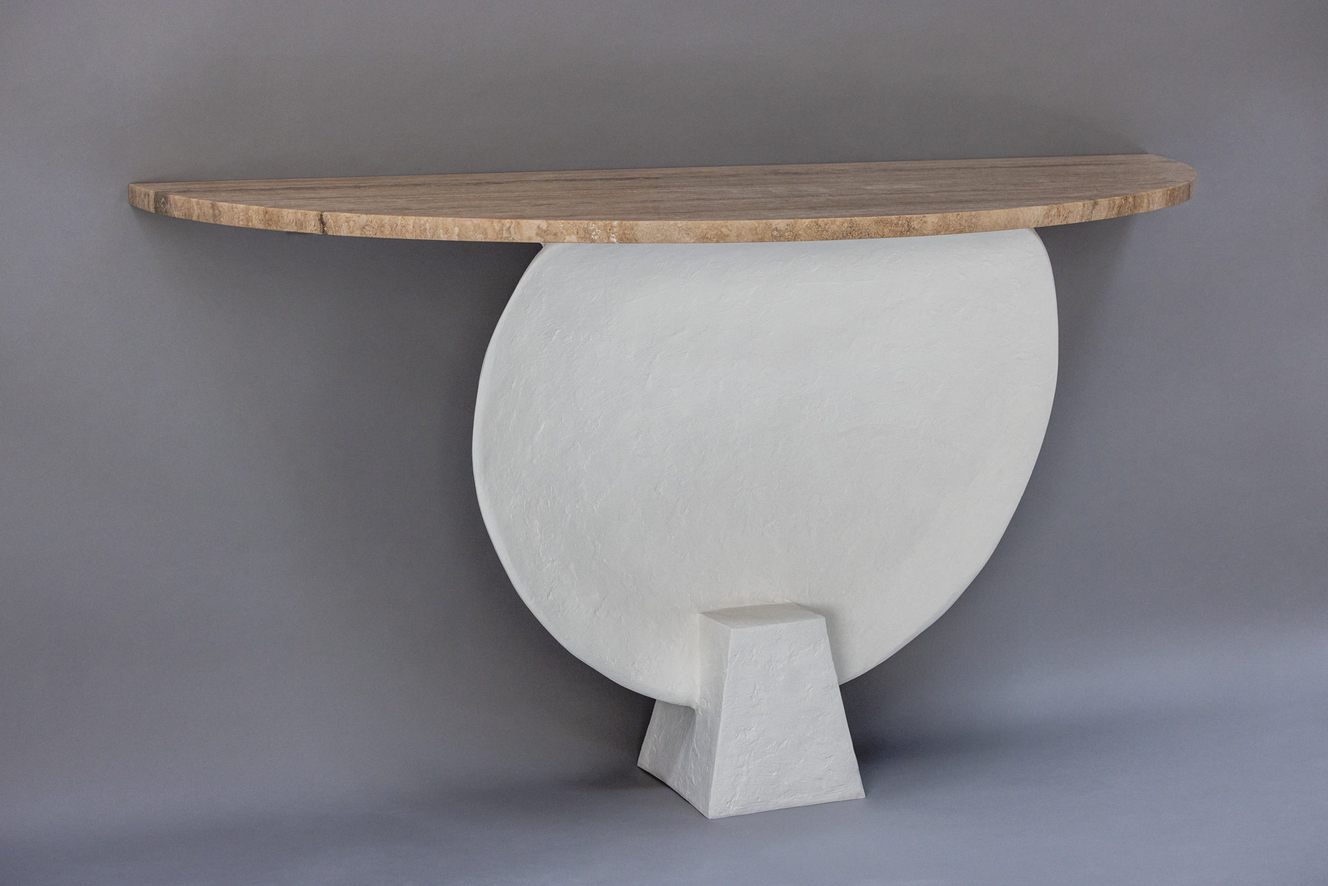 de sousa hughes stephen antonson Shell Console travertine top round angle