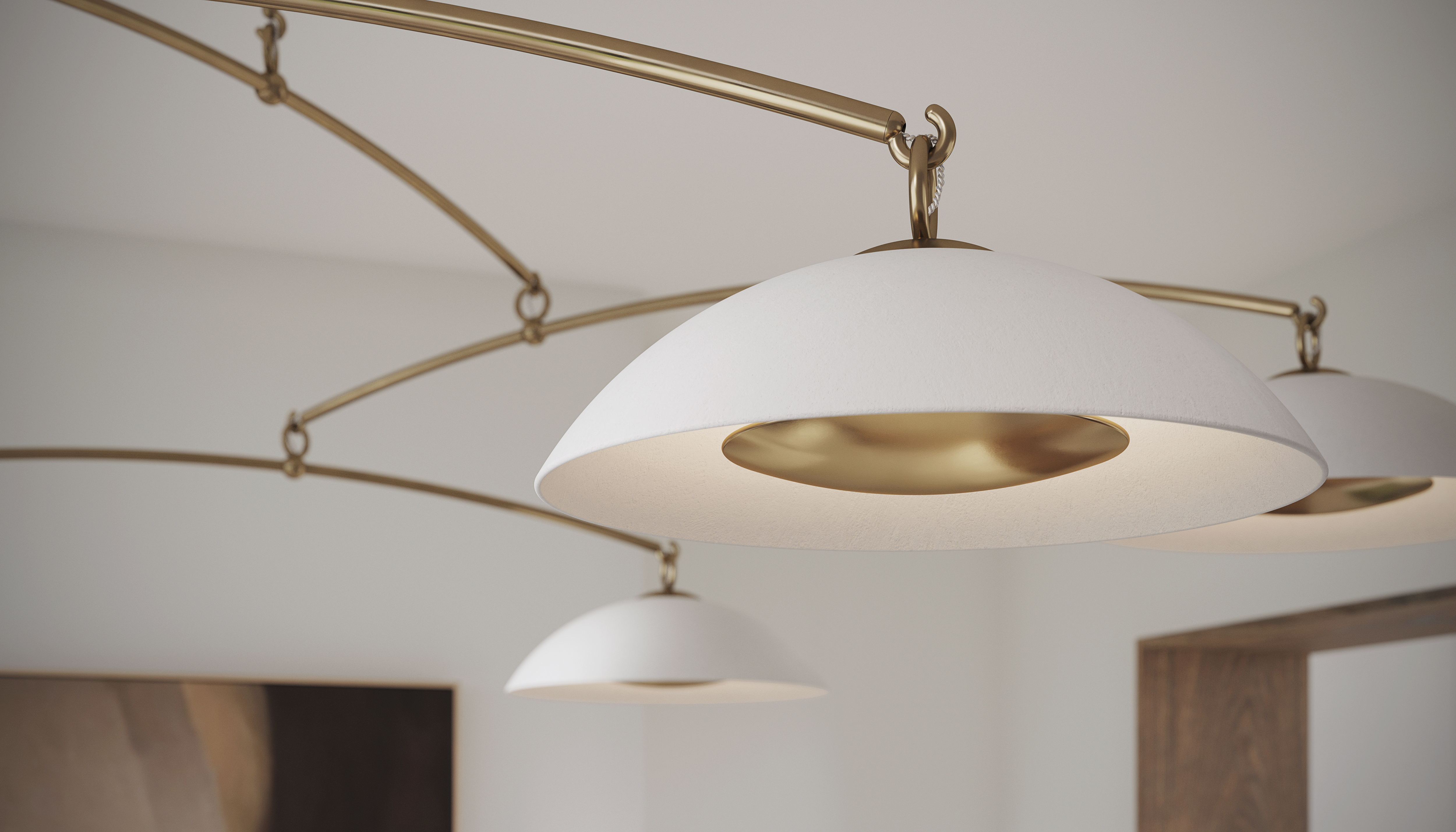 de sousa hughes ted bradley Mobile 5 White Stone Bisque Satin Brass detail