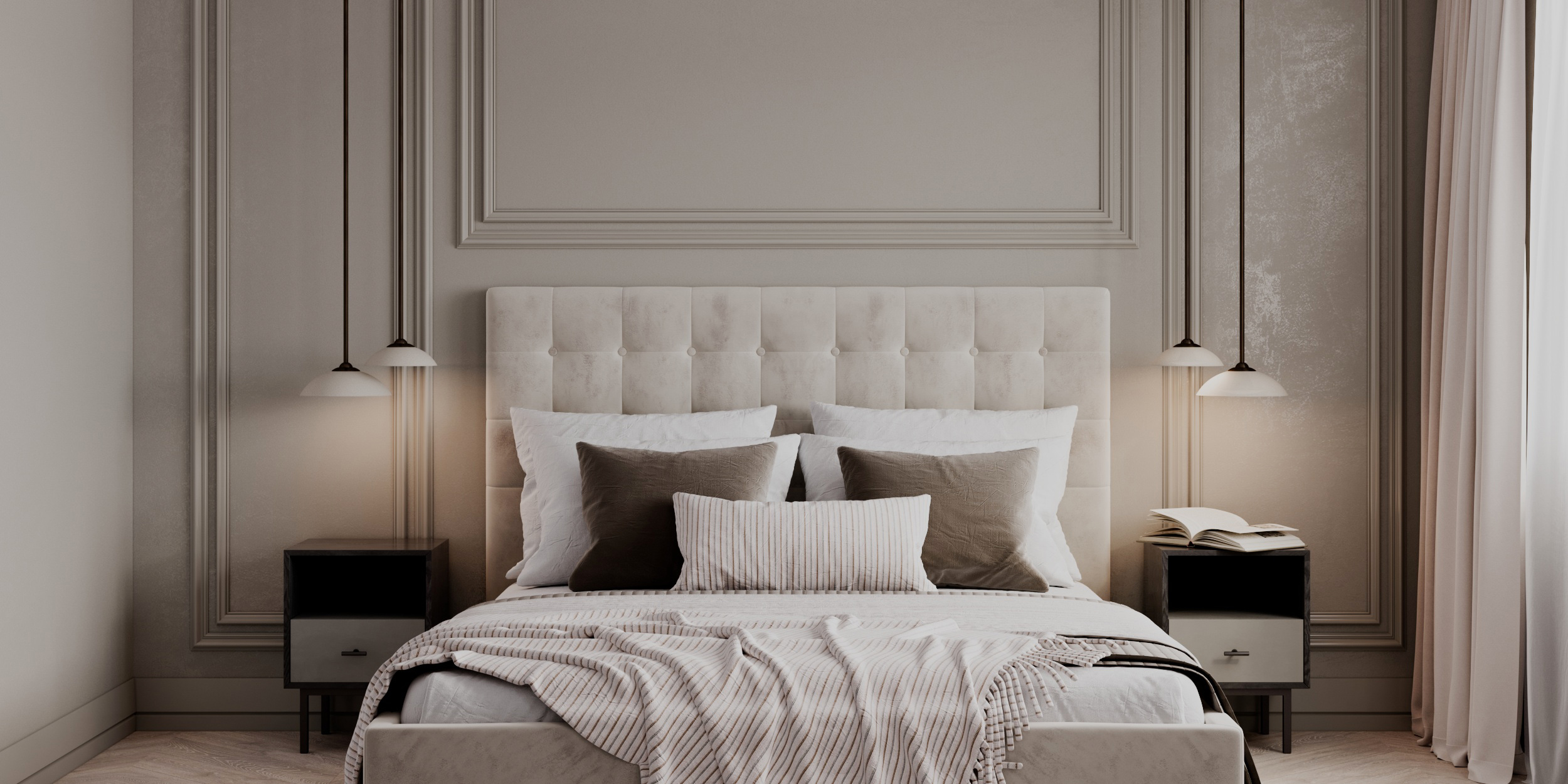 de sousa hughes ted bradley Linen Matte Porcelain Darkened Bronze Domes Straight Pendant