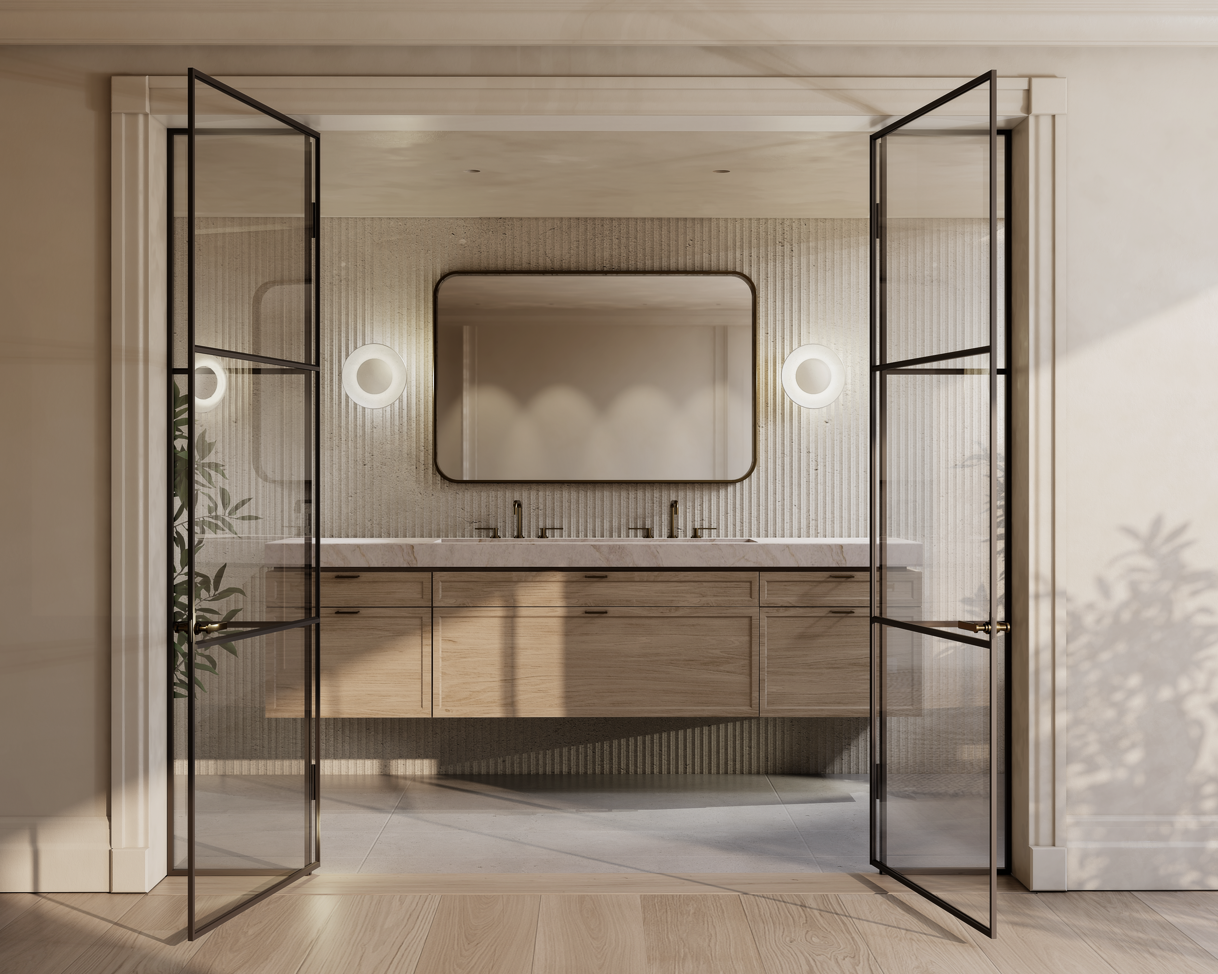 7pReVYa3 U  de sousa hughes ted bradley Linen Matte Porcelain Satin Brass Domes Sconce