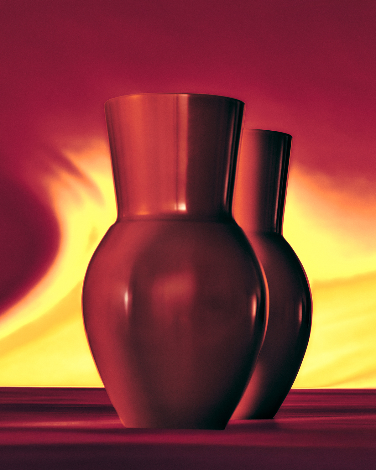 de sousa hughes alexander lamont amphora vase coral red pair