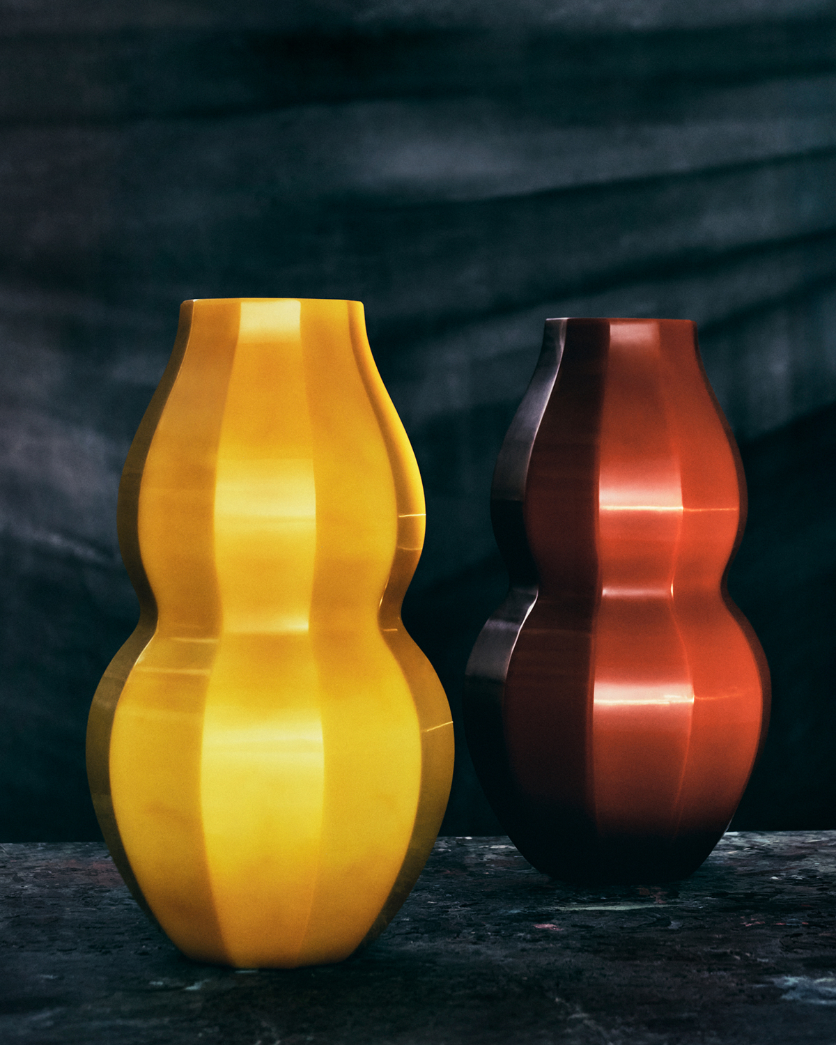 de sousa hughes alexander lamont fortune facet vase burnt orange pair