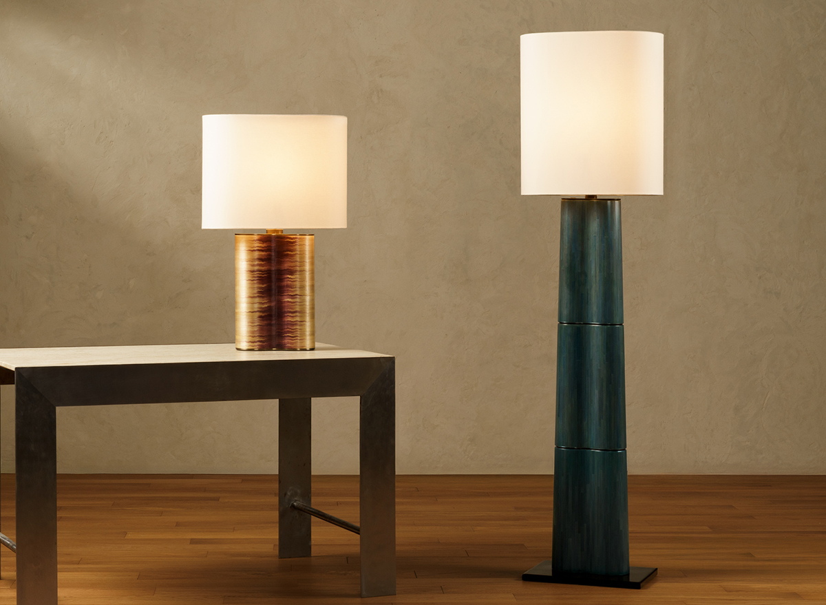 de sousa hughes alexander lamont moire table lamp pair