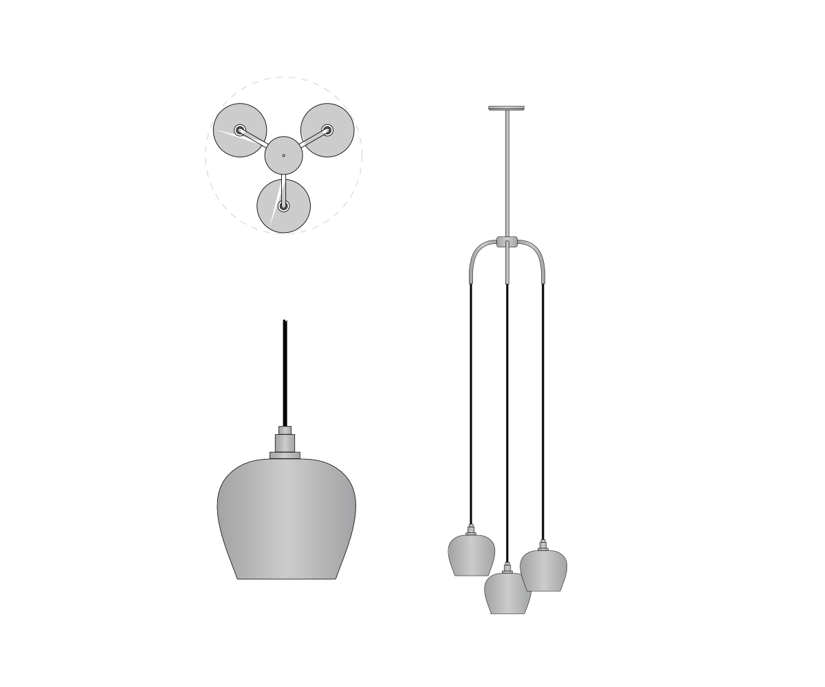 de sousa hughes jonathan browning Vallayer 3 Light Pendant dimensions