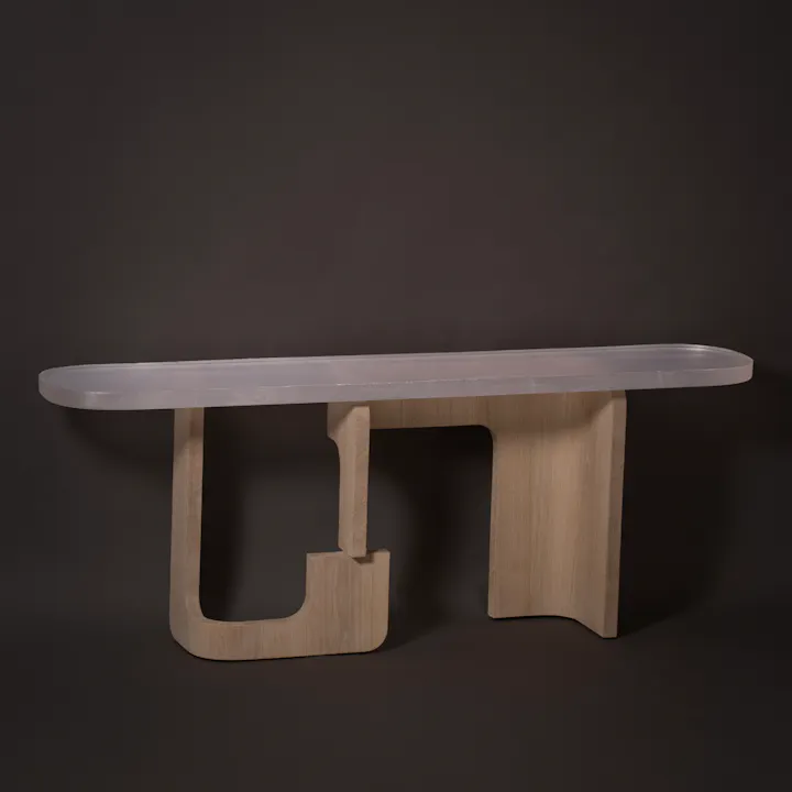 de sousa hughes john pomp Unearthed Honed Glass White Oak Console