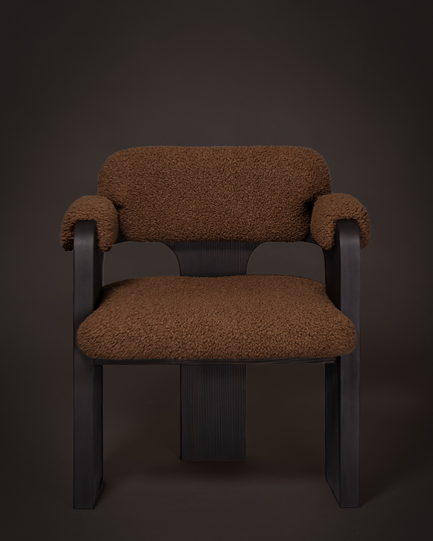 de sousa hughes john pomp Charred Fir Burnt Umber Armrest Dining Chair