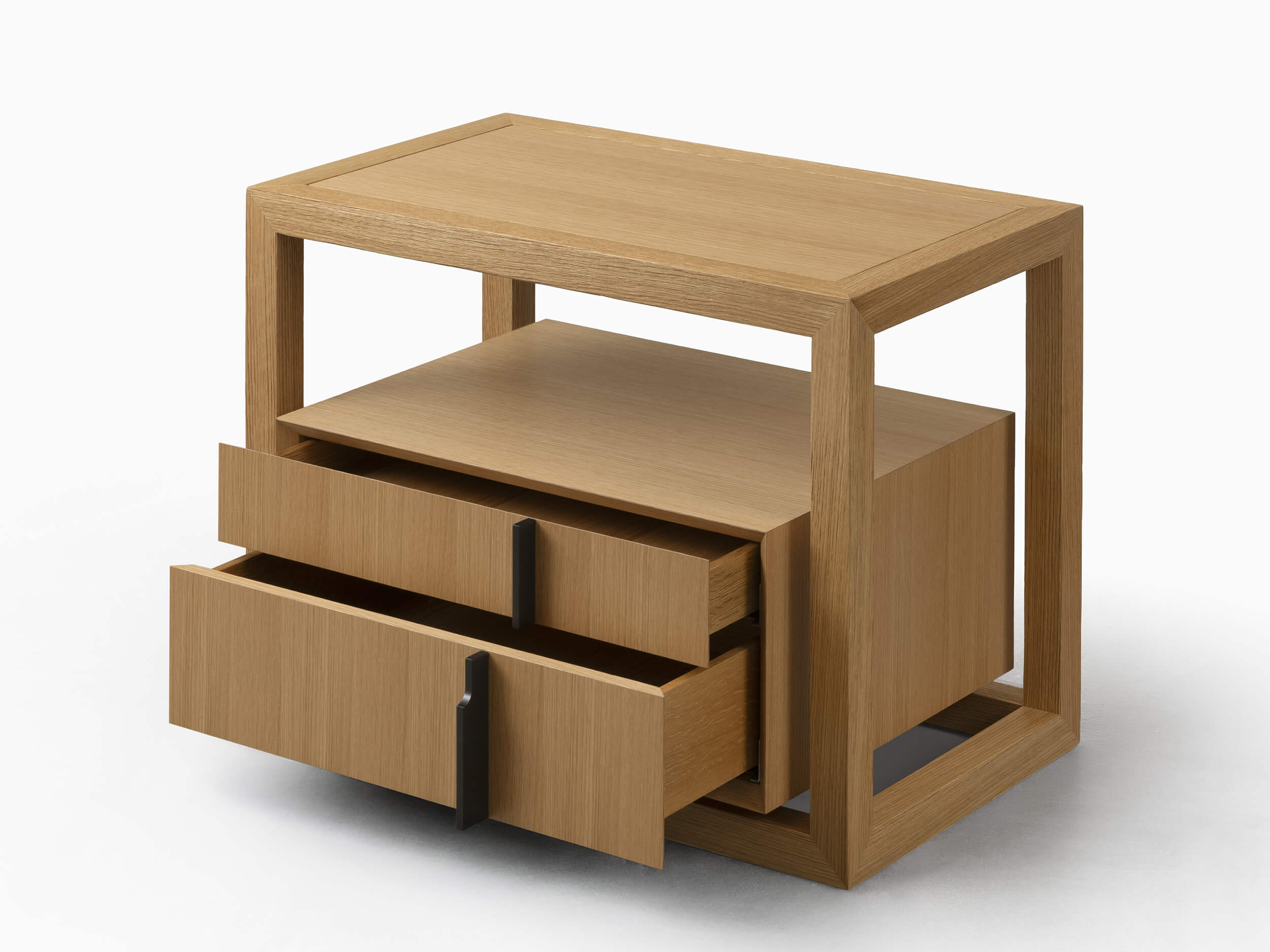 de sousa hughes caste divide bedside table 2 open drawers