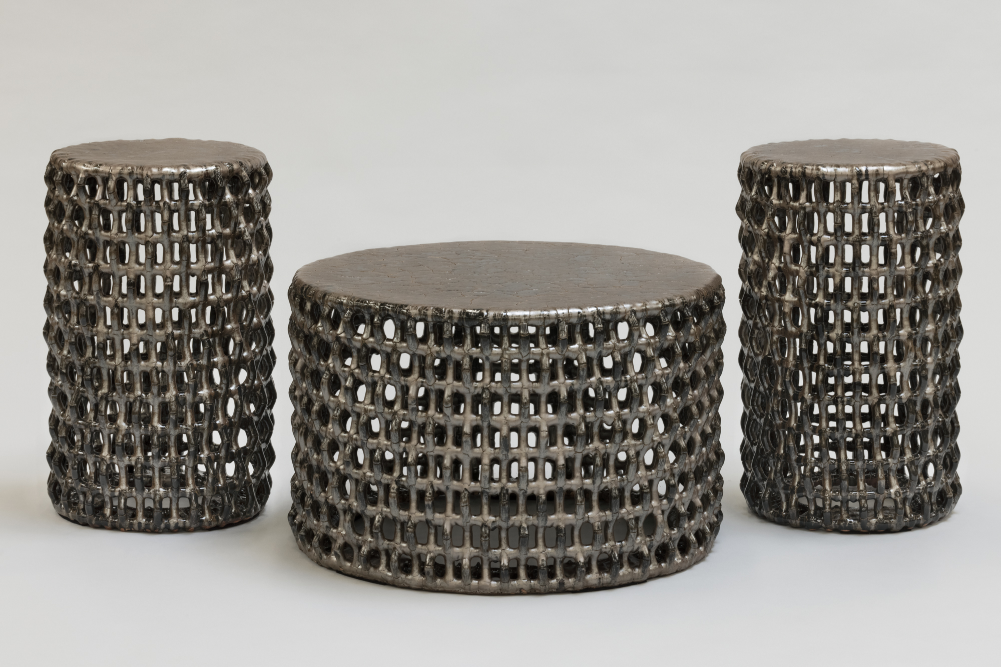 de sousa hughes Scott Daniel Design Ceramic Rhombus Tables Group Metallic Copper