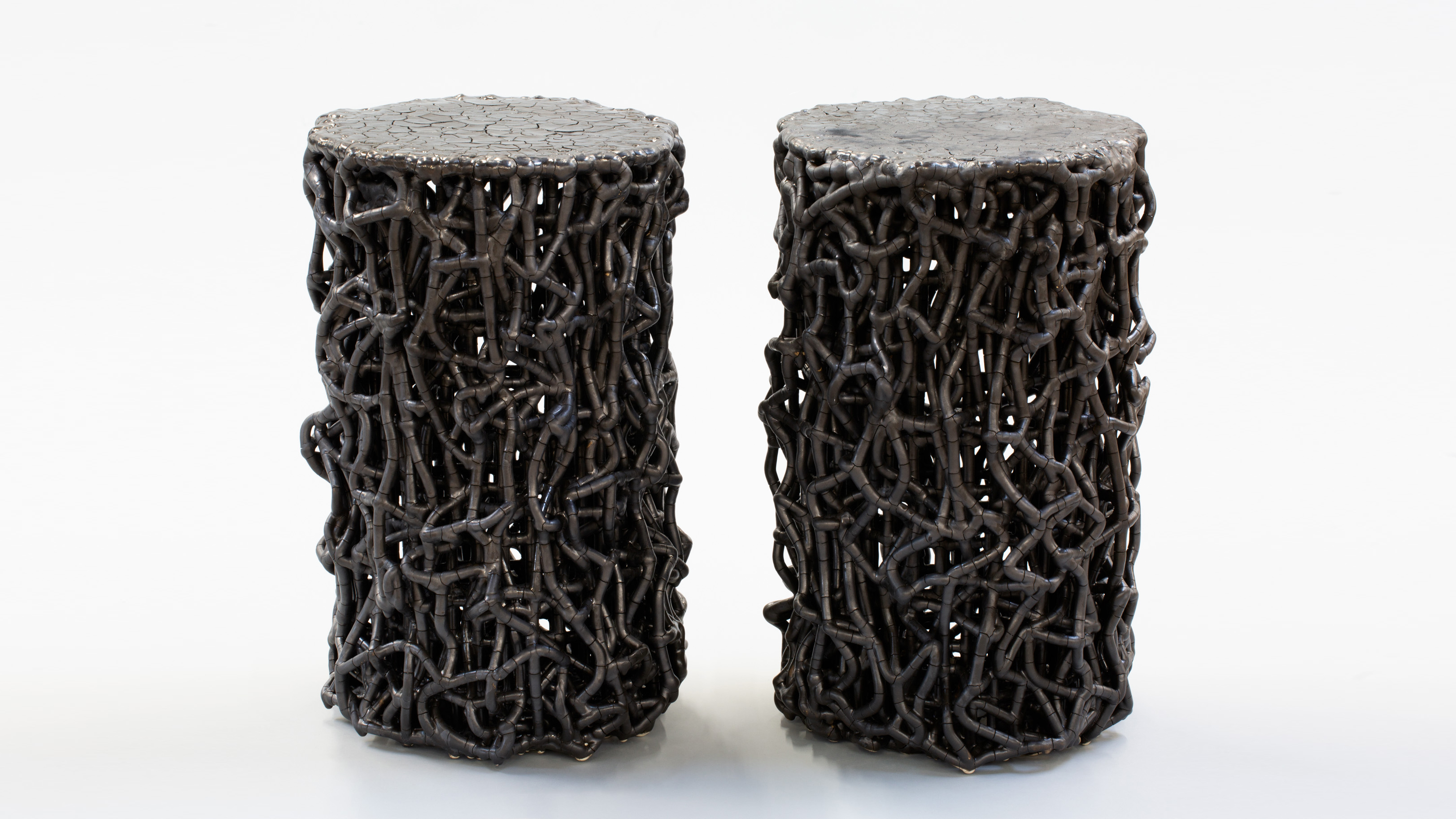 de sousa hughes Scott Daniel Design Ceramic Mangrove Table 14x23 Metallic Black pair