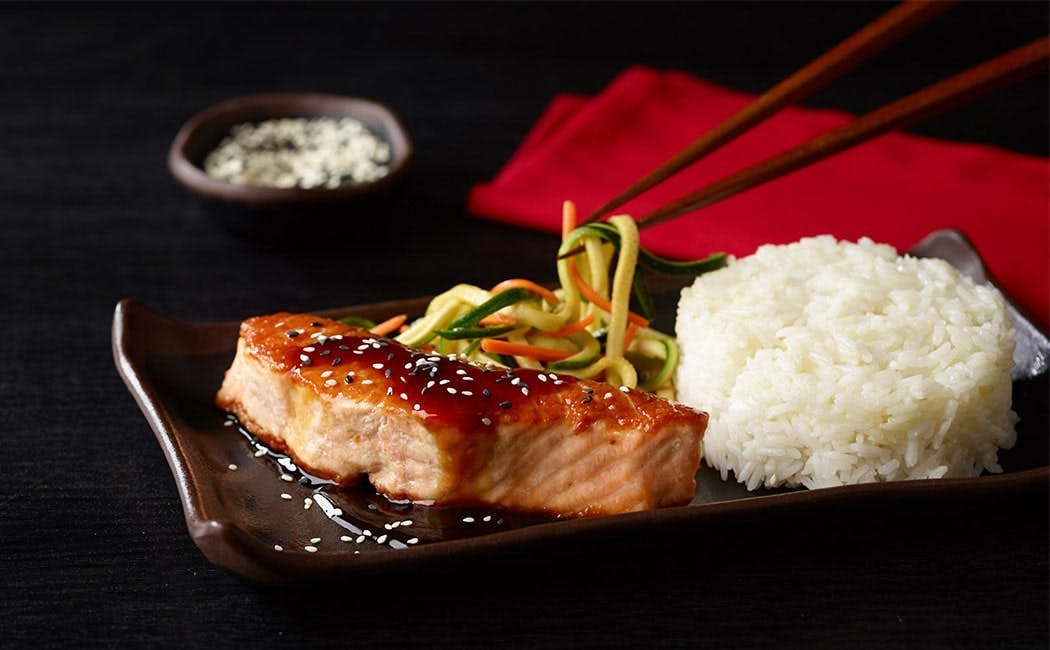 Seared Atlantic Teriyaki Salmon with Rice at Mian