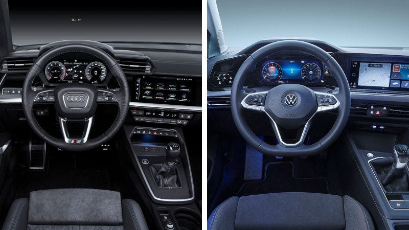 audi a3 vs vw golf. interior
