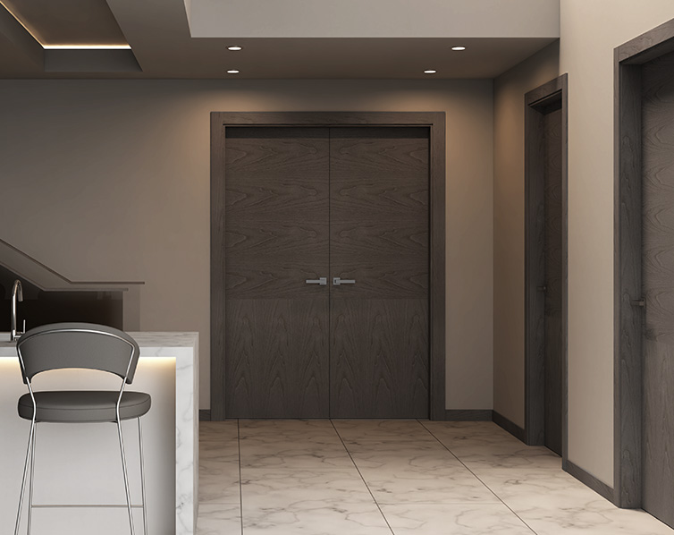 Grey oak double leaf internal doors - Gio by Deuren