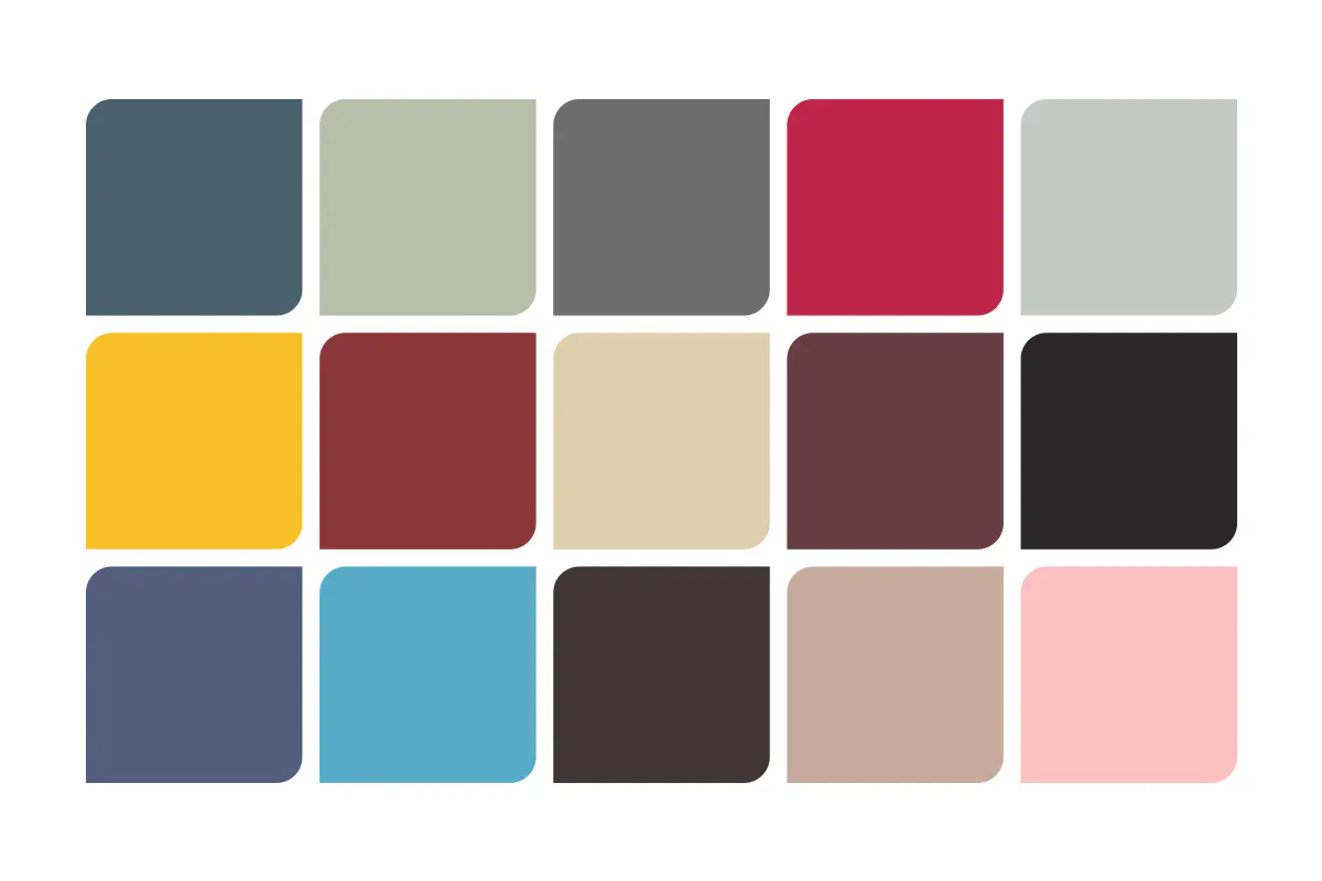 Grid of some of the different paint colour examples Deuren can achieve.