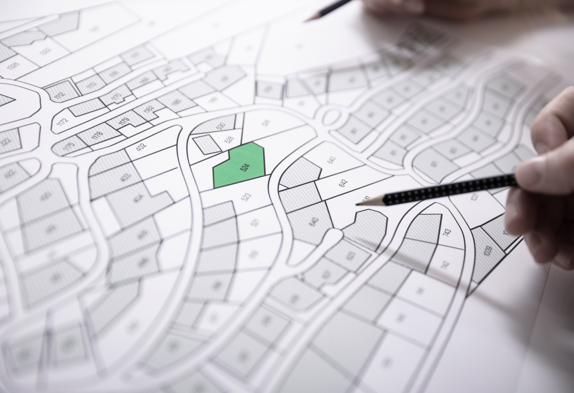A pencil drawing on a map
