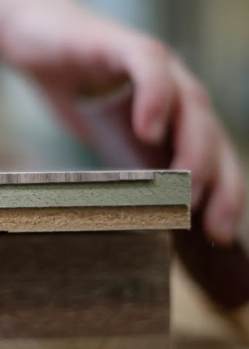 A close up of a door edge