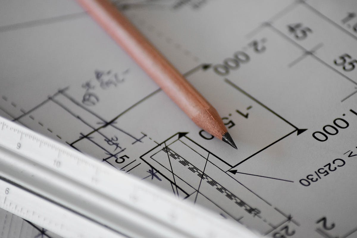 close-up of technical drawings