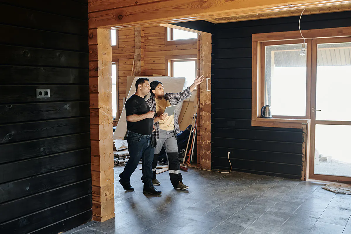 two builders on a construction site
