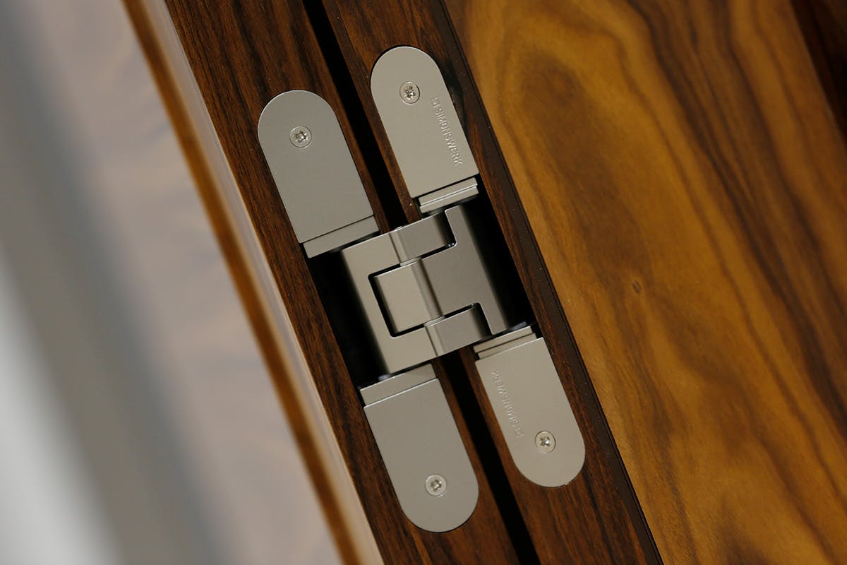 close-up of a concealed hinge
