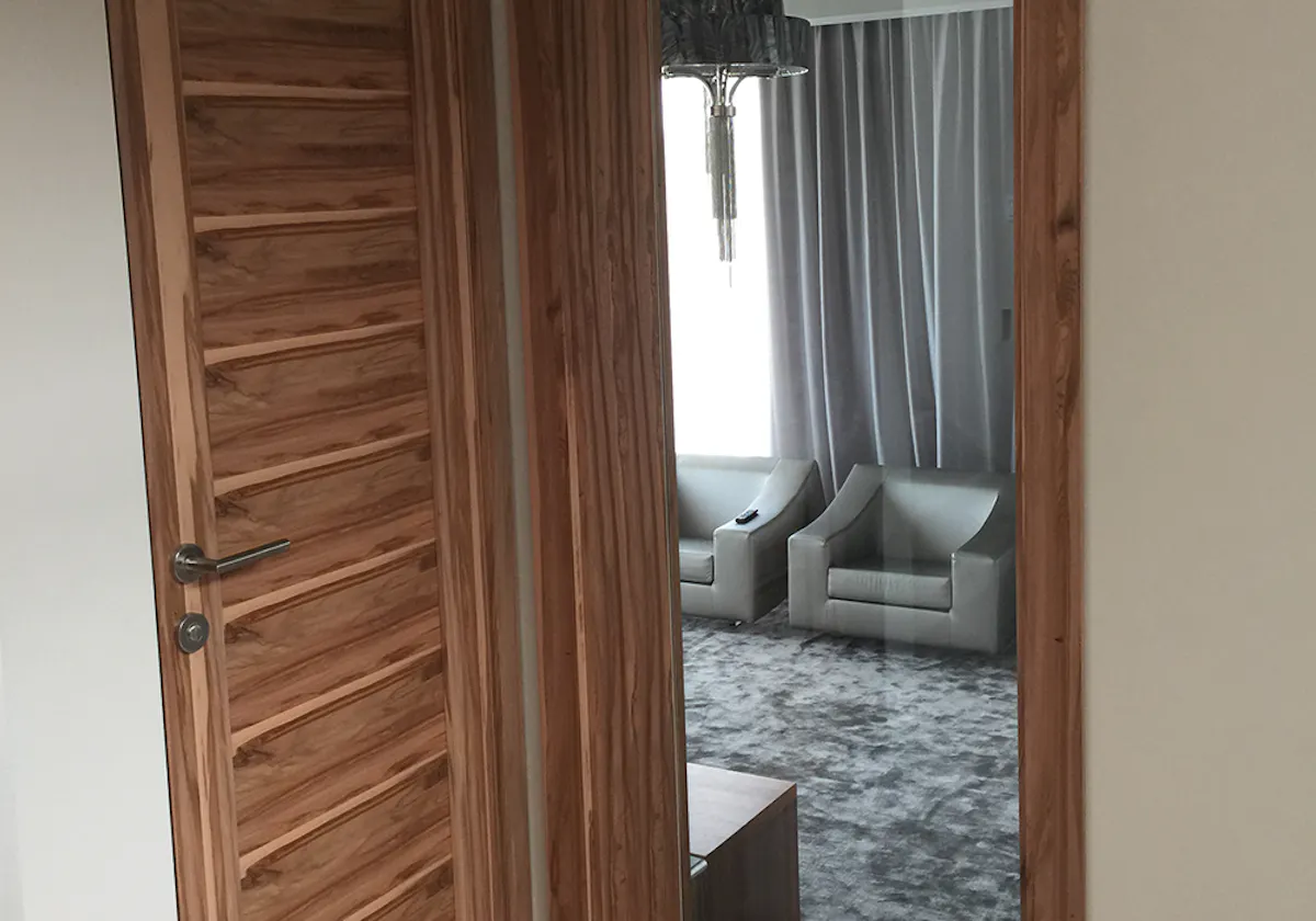 Double width internal door open 