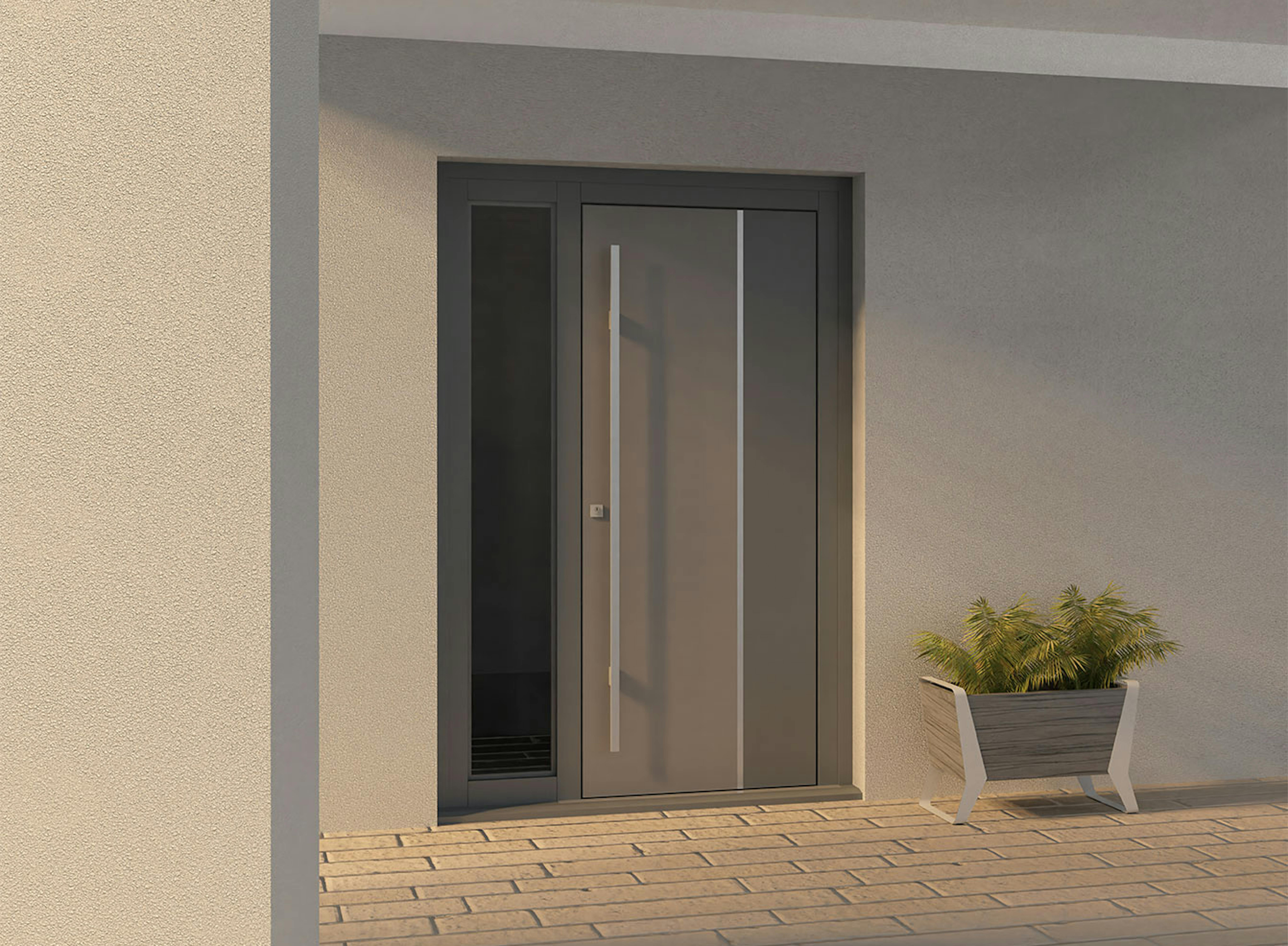 Single leaf front door with glazed lateral - Ness by Deuren