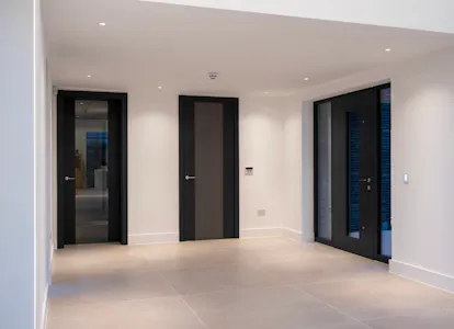 Deuren internal doors in Linea, and Deuren external door in Vista.