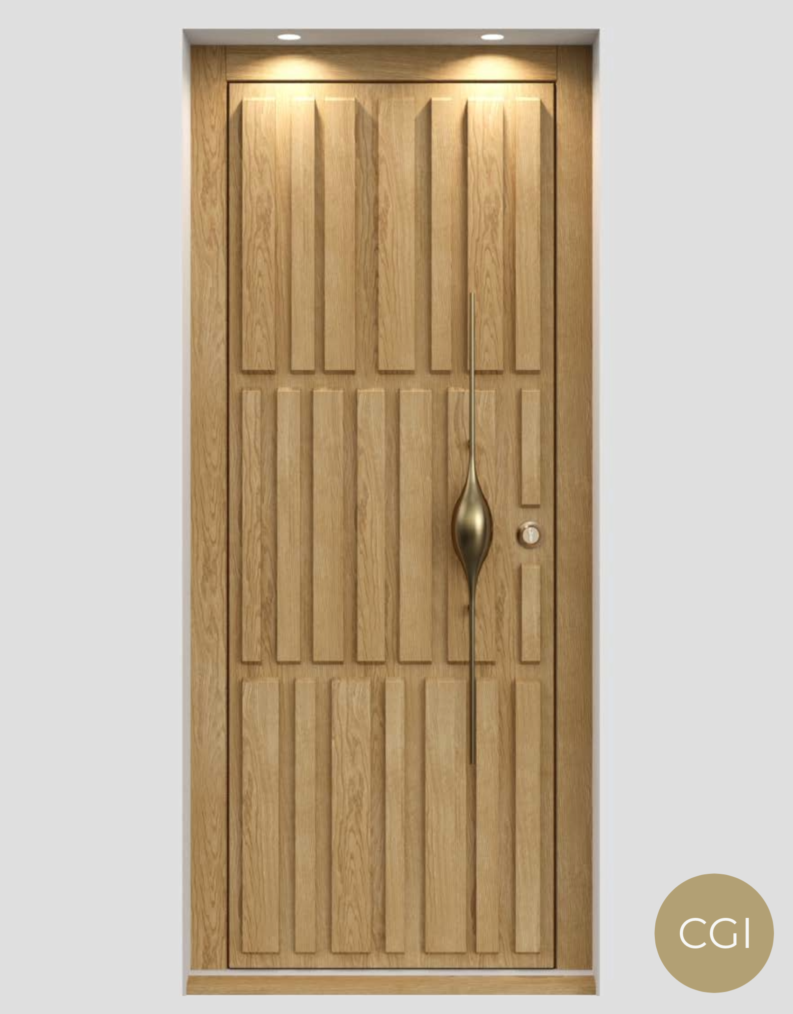 Technical drawing of Deuren's contemporary Tavole front door design.