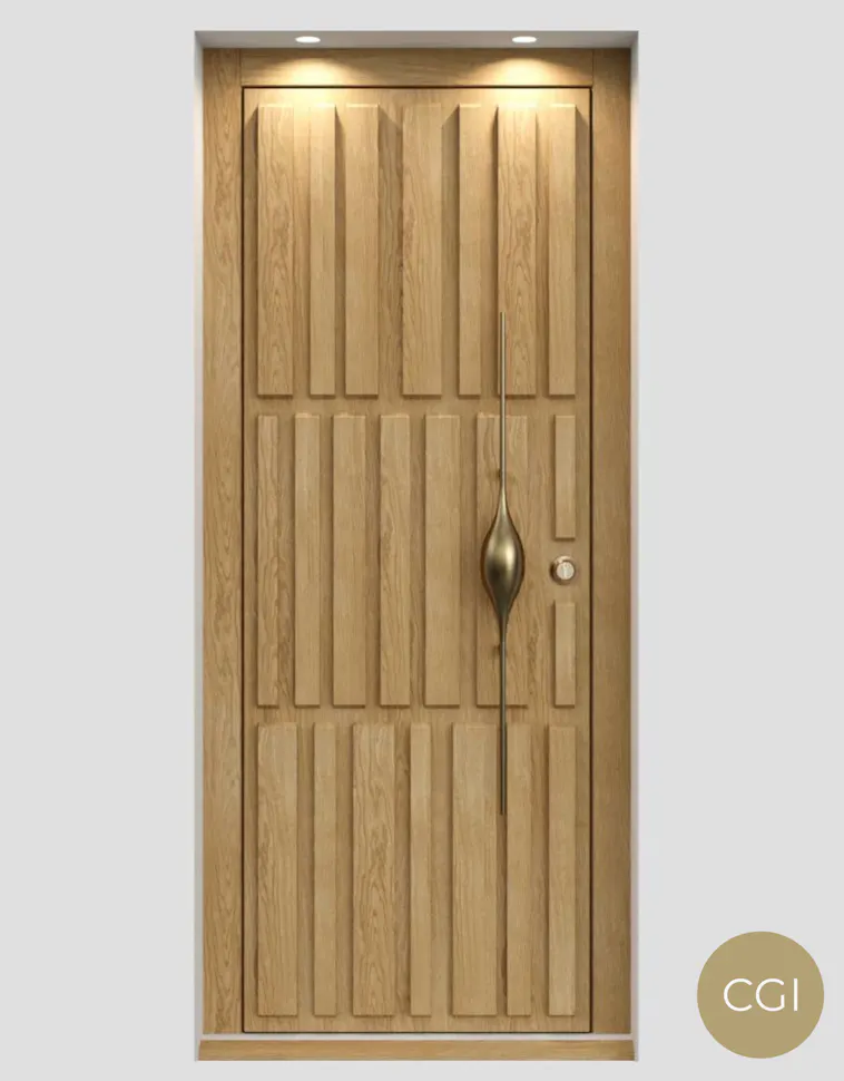 Technical drawing of Deuren's contemporary Tavole front door design.