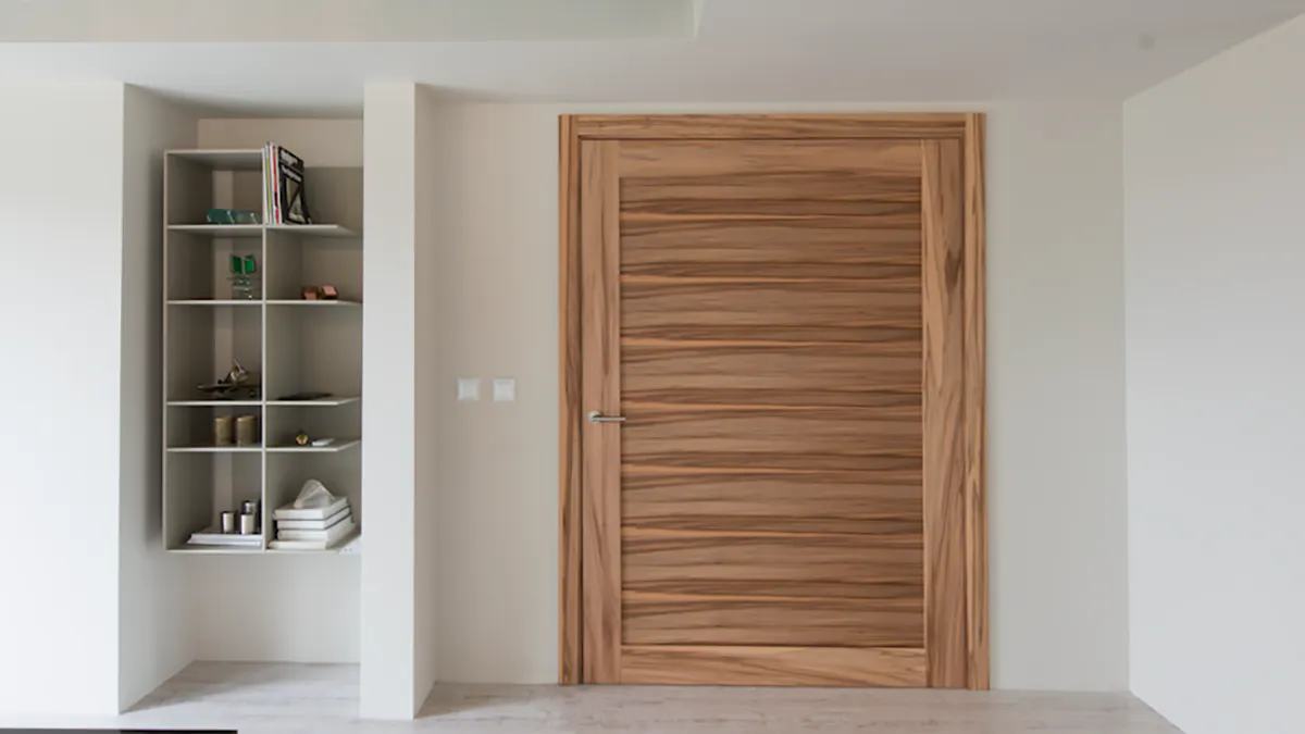Deuren oversized door, installed in a property. Gio design, in Olive Ash.
