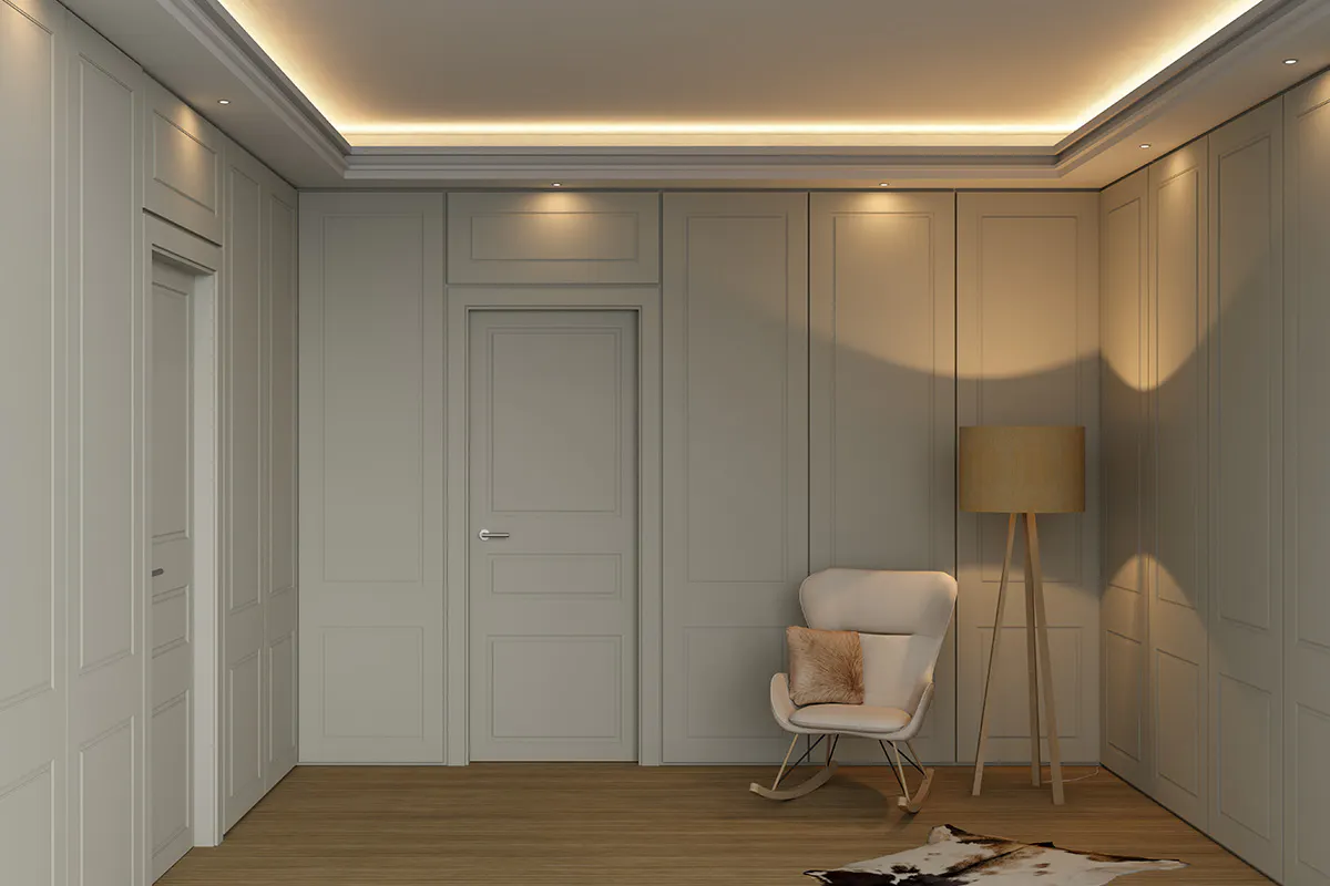 A reading room featuring Deuren's classic Georgian door style, painted to match the surrounding panelling.