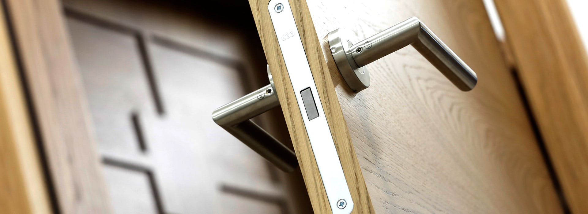 A close up of an internal Deuren door with handle
