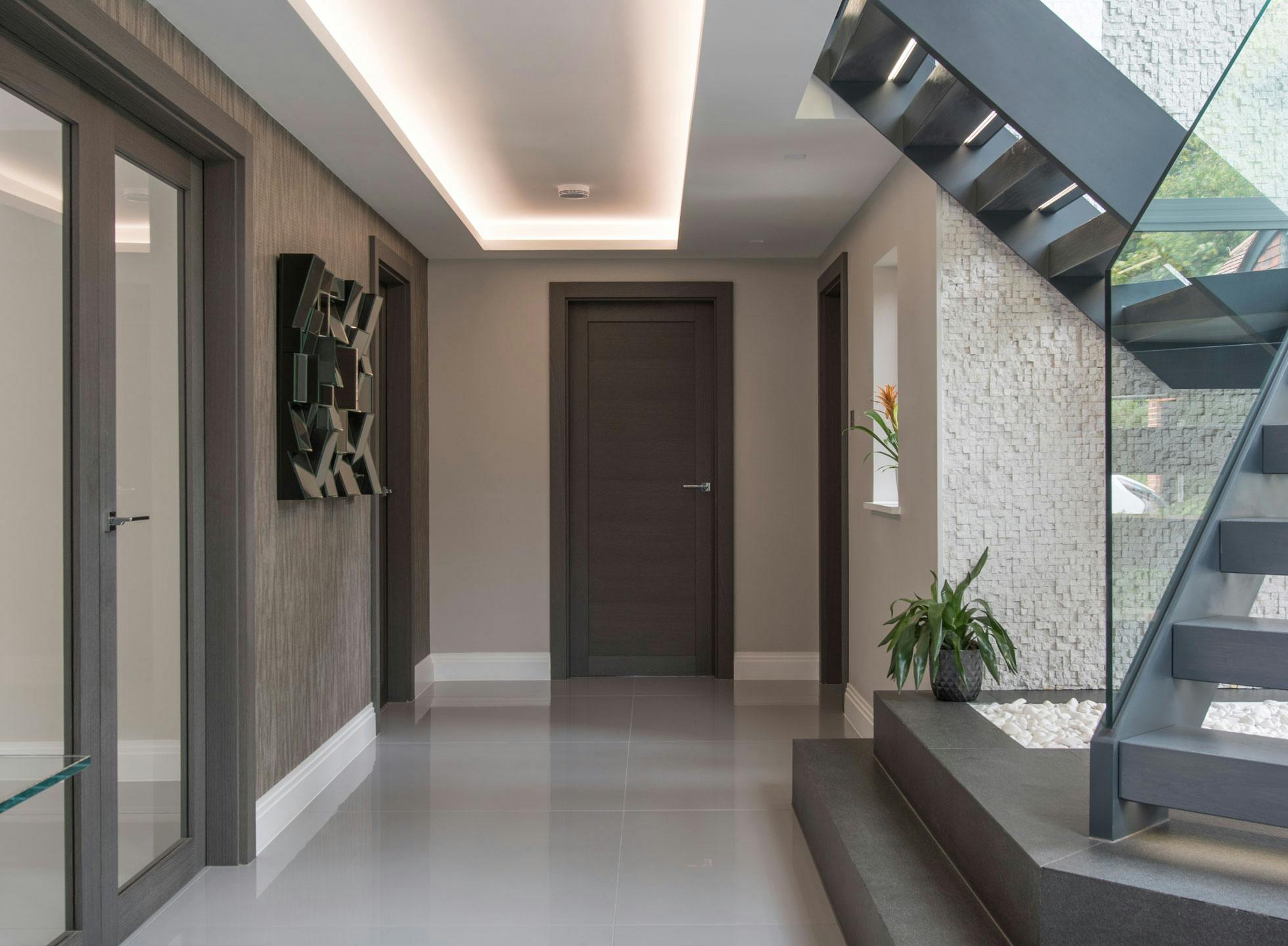 Grey oak single leaf door in hallway - Gio by Deuren