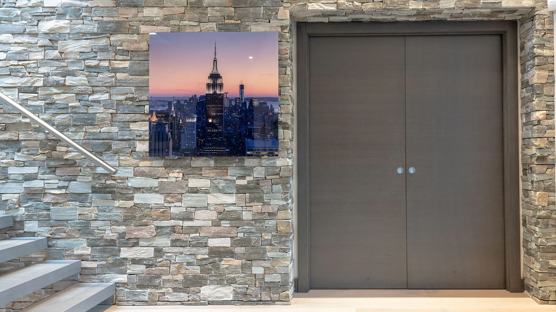Internal shot of a home with grey internal pocket doors.