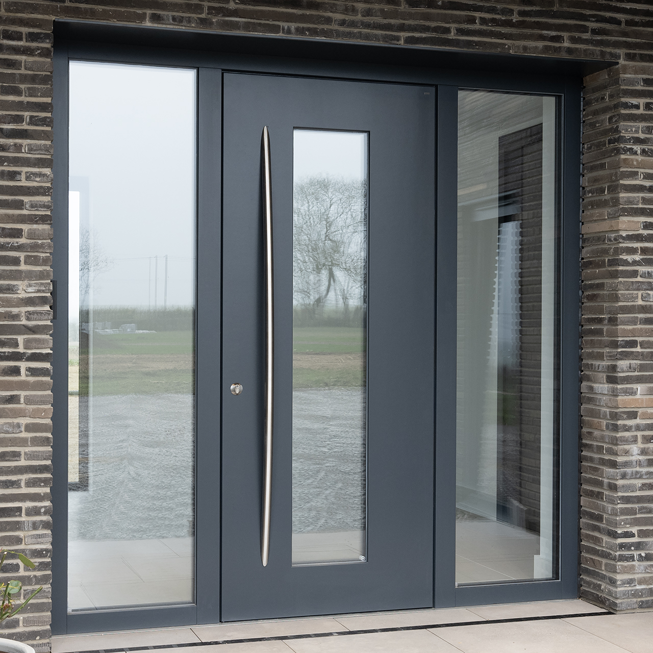 Vista Front Door | Dark Grey Paint Finish | 2 Glazed Side Laterals