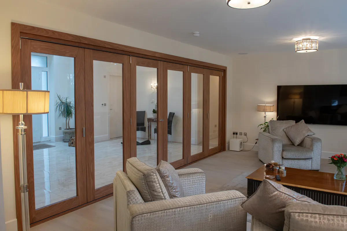 Internal glass double door set