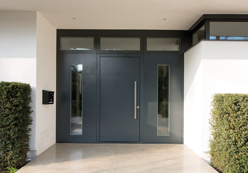 Contemporary grey front door