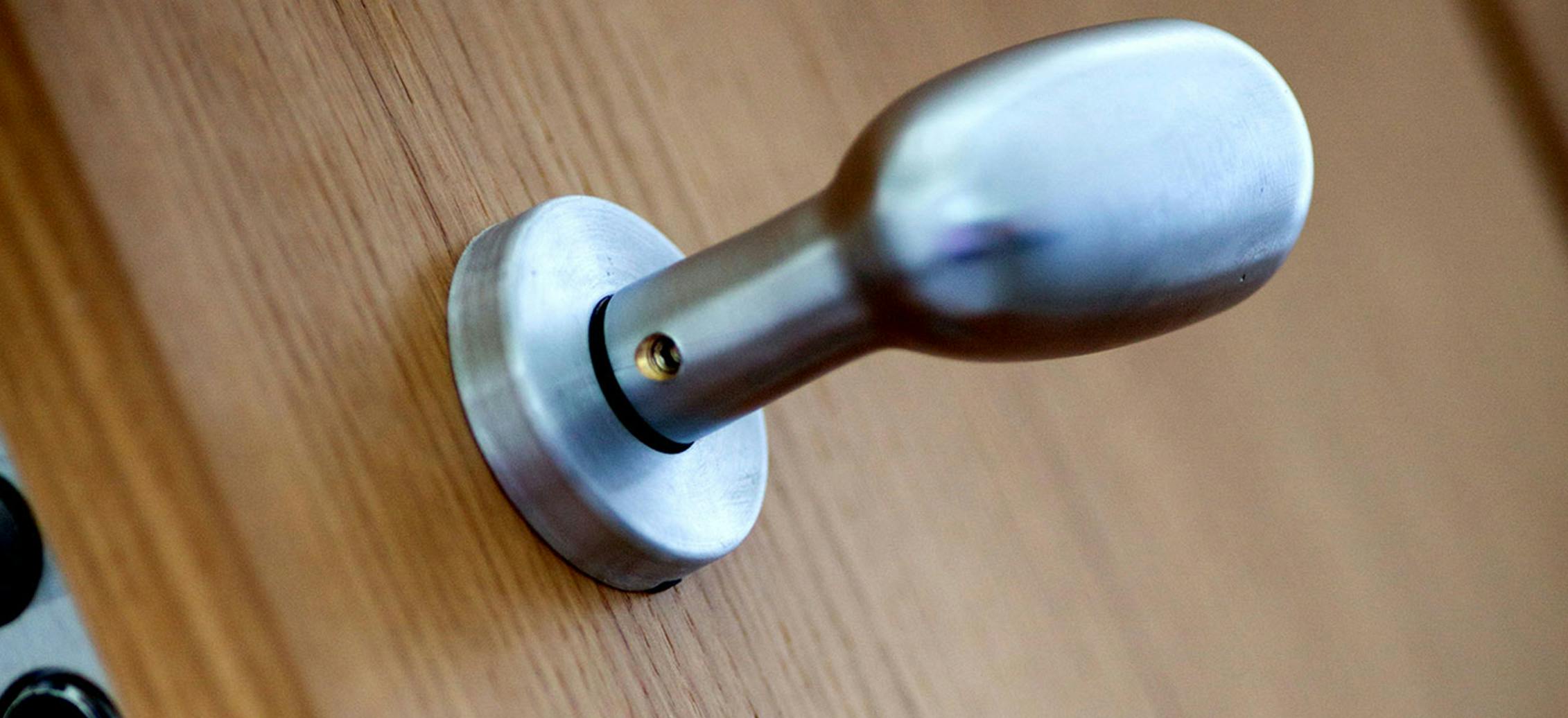 Close up of silver chrome door handle