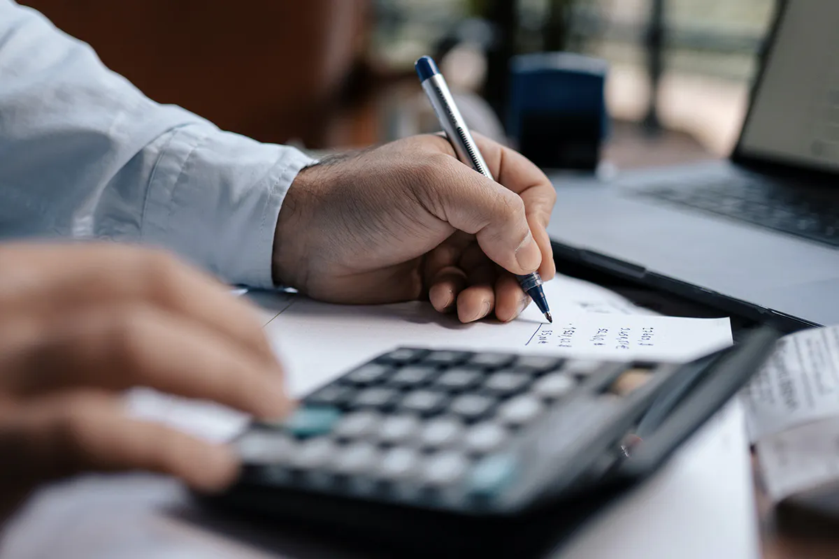 close-up of someone doing calculations