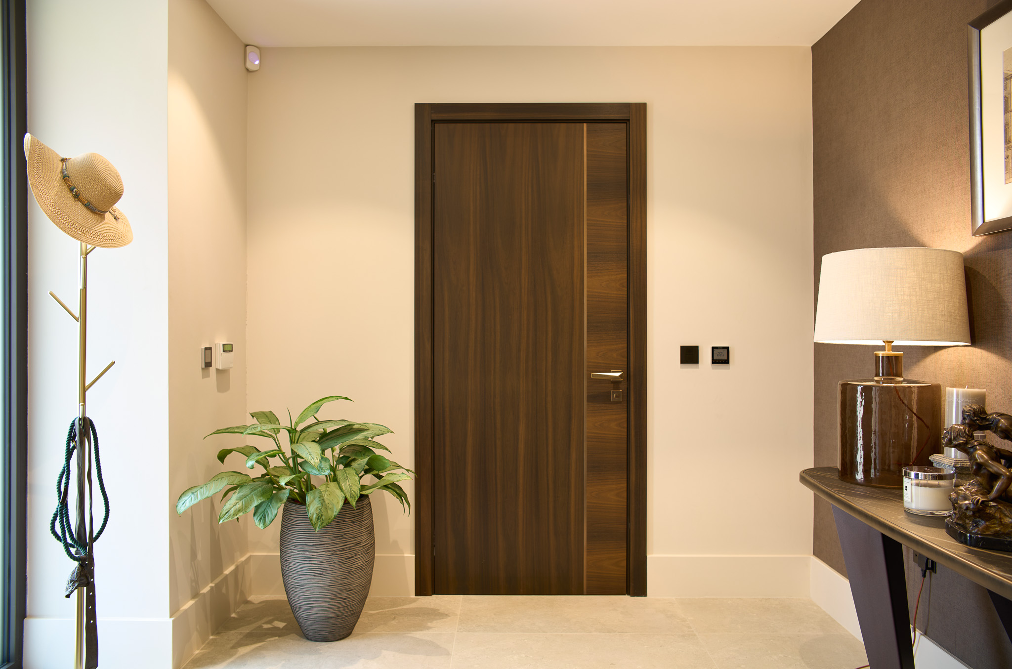 Bespoke Internal door with inlay in Smoked Eucalyptus